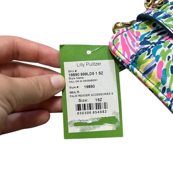 Lilly Pulitzer Call Or ID Crossbody Wallet NWT Gold Chain Tropical Maximalist - Picture 3 of 6